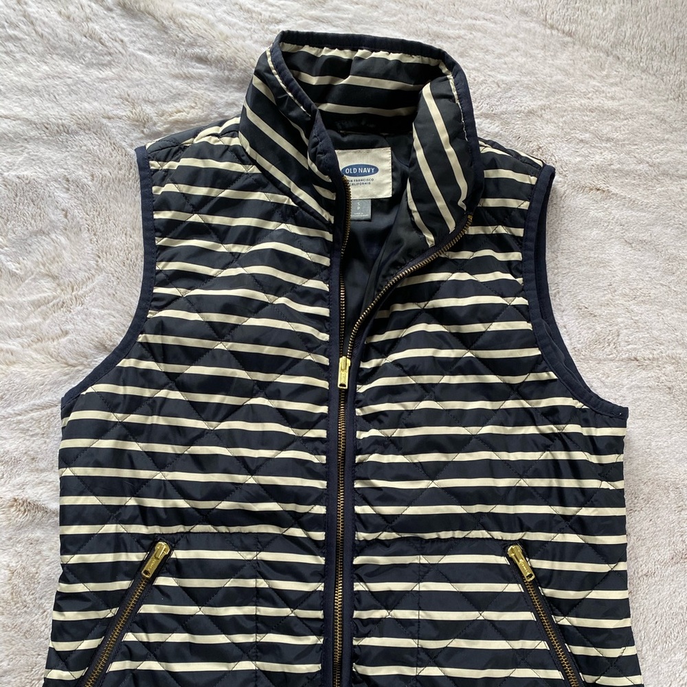 Navy & White Striped Vest